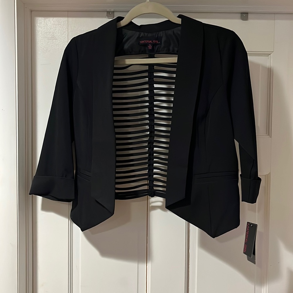 Material Girl 3/4 sleeve black blazer.